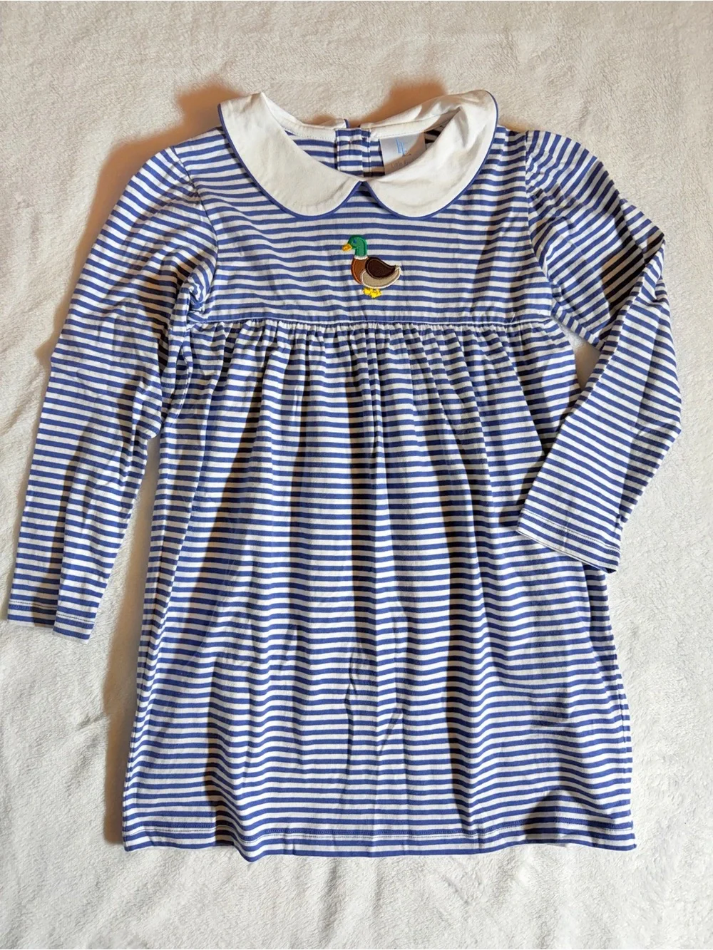 NWOT little English blue stripe collared knit dress mallard duck size 7